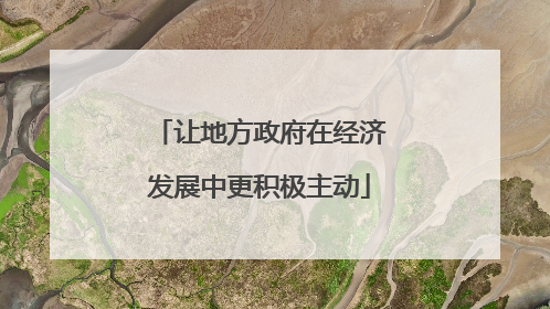 让地方政府在经济发展中更积极主动